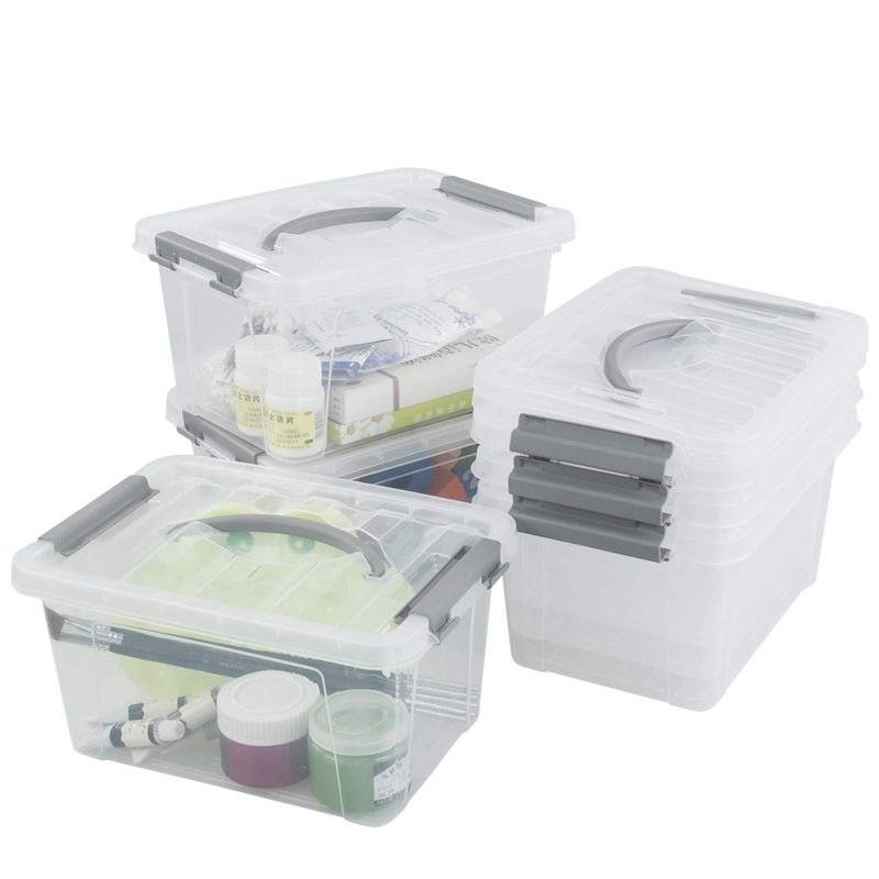 Qskely 6-Pack 6 L Plastic Storage Containers Latch Storage Box with Lids - Image 2